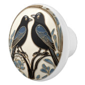 黒鳥アールヌーボー鳥アールデコ黒鳥 セラミックノブ (右)