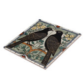 黒鳥フェイクステンドグラス鳥カップル タイル (側面)