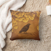 黒鳥金銀杏葉の クッション (ブランケット)