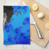 黒鳥飛んでいる好きのカラス・アート キッチンタオル (四つ折り)