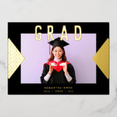 黒黄幾何学金ゴールド大学 箔招待状 (正面)