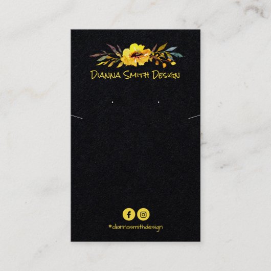 黒黄色DIYネックレス及びイヤリングカードホルダー 名刺 (正面)