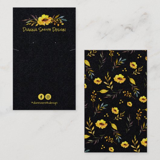 黒黄色DIYネックレス及びイヤリングカードホルダー 名刺 (正面/裏面)