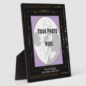 黒黄金の巻物と薄紫マット – パーソナライズ フォトプラーク (側面)