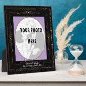 黒黄金の巻物と薄紫マット – パーソナライズ フォトプラーク (側面)