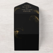 黒黄金エレガントのクリ結婚スツリー オールインワン招待状 (外側)