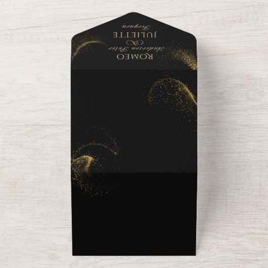 黒黄金エレガントのクリ結婚スツリー オールインワン招待状 (外側)