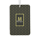 黒黄金モダン円パターンモノグラム カーエアーフレッシュナー (裏面)