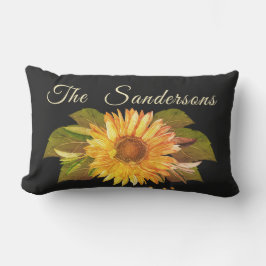 黒黄金素朴色ひまわり アウトドアクッション