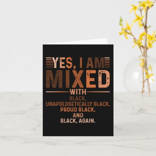 黒黒人史誇りを持った月樹と混ぜ合わせ カード (黄色い花)