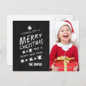黒黒板クリスマスフォトポストカード シーズンポストカード (正面/裏面)