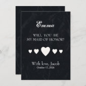 黒黒黒板が私のメイド・オブ・オーナー（花嫁付き添い人） 招待状 (正面/裏面)