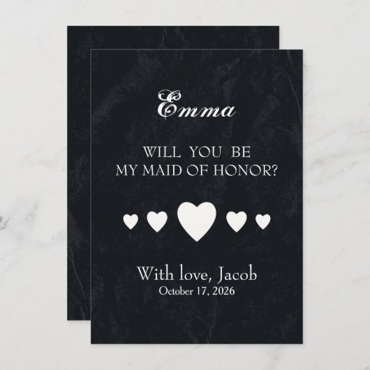 黒黒黒板が私のメイド・オブ・オーナー(花嫁付き添い人) 招待状 (正面/裏面)