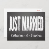 黒黒黒板たった今結婚しました結婚発表 案内ポストカード (正面/裏面)