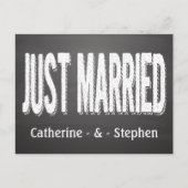 黒黒黒板たった今結婚しました結婚発表 案内ポストカード (正面)