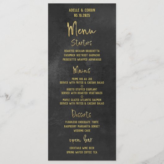 黒黒黒板と金ゴールドファンシー書道台本 メニュー (正面)