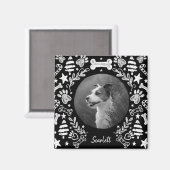 黒黒黒板アートフレームドッグメモリアル マグネット (正面/裏面)