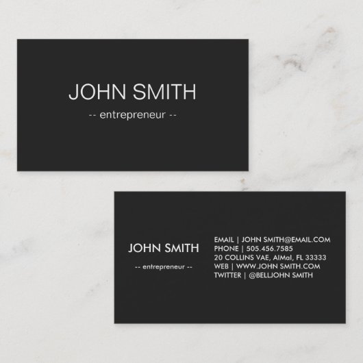 黒黒黒板カッコいい素朴ヴィンテージ 名刺 (正面/裏面)