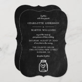 黒黒黒板メイスン結婚ジャー 招待状 (正面/裏面)