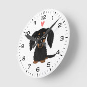 黒龍とタン龍髪のダシュントとハート ラウンド壁時計 (傾斜)