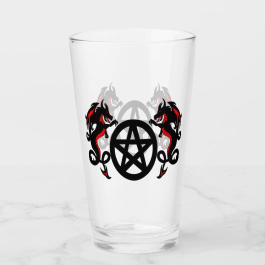 黒龍と星形五角形ガラス タンブラーグラス (正面)