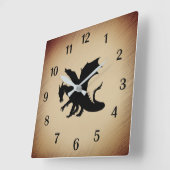 黒龍の背素朴景 スクエア壁時計 (傾斜)