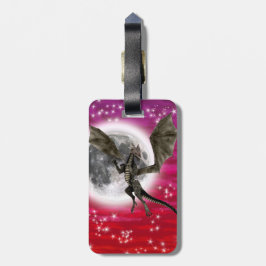黒龍 - 神話のファンタジー生物 赤い空 ラゲッジタグ