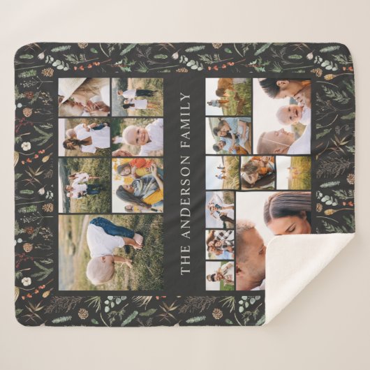 黒17モダン枚エレガントの写真植物紙パンパスファイル シェルパブランケット (正面(横))