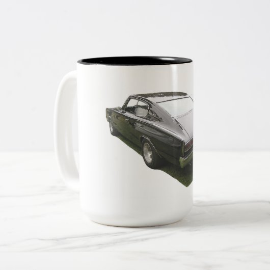 黒1967のごまかしの充電器のコーヒーカップ ツートーンマグカップ (正面左)