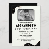 黒20歳の誕生日招待状メンズシンプル写真 招待状 (正面/裏面)