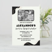 黒26歳の誕生日招待状メンズシンプル写真 招待状 (スタンド正面)