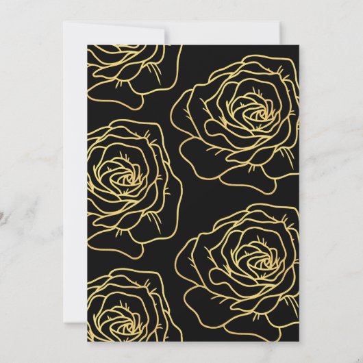 黒29歳の誕生日招待状金ゴールドフローラ 招待状 (裏面)