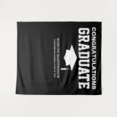 黒3枚の写真の卒業発表の背景 タペストリー (正面(横))