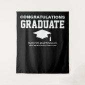 黒3枚の写真の卒業発表の背景 タペストリー (正面)