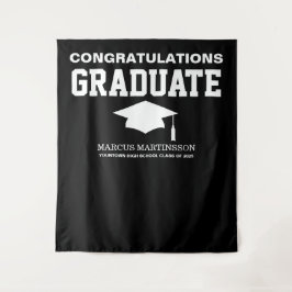 黒3枚の写真の卒業発表の背景 タペストリー