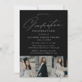 黒3枚エレガント写真卒業パーティー 招待状 (正面)