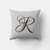 黒3D書道イニシャル文字 |パステルグレー クッション (裏面)