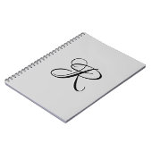 黒3D書道イニシャル文字 |パステルグレー ノートブック (左側)