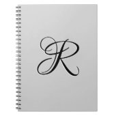 黒3D書道イニシャル文字 |パステルグレー ノートブック (正面)
