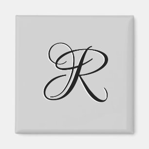 黒3D書道イニシャル文字  パステルグレー マグネット
