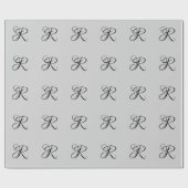 黒3D書道イニシャル文字 |パステルグレー ラッピングペーパー (フラット)