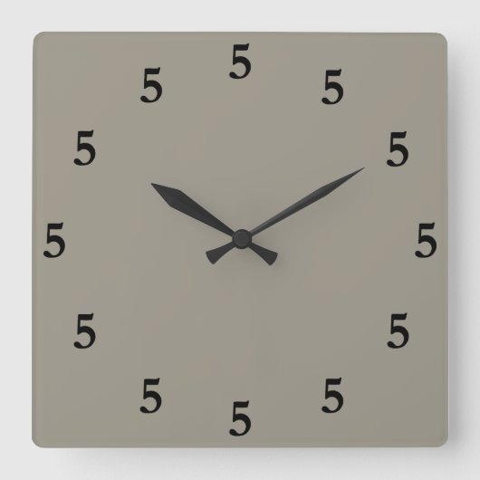 黒5時どこかにアルミシルバーグレー スクエア壁時計 (正面)
