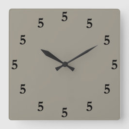 黒5時どこかにアルミシルバーグレー スクエア壁時計