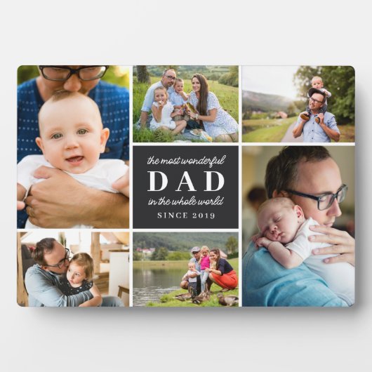 黒6枚の写真最も素晴らしいパパ父の日 フォトプラーク (正面)