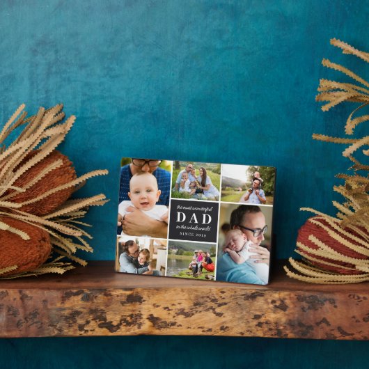 黒6枚の写真最も素晴らしいパパ父の日 フォトプラーク (側面)