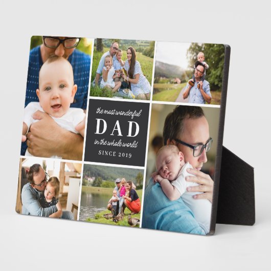 黒6枚の写真最も素晴らしいパパ父の日 フォトプラーク (側面)