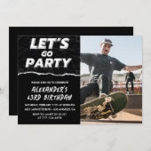 黒63歳の誕生日招待状メンズ写真 招待状 (正面/裏面)