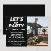 黒68歳の誕生日招待状メンズ写真 招待状 (正面/裏面)