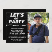 黒78歳の誕生日招待状メンズ写真 招待状 (正面/裏面)