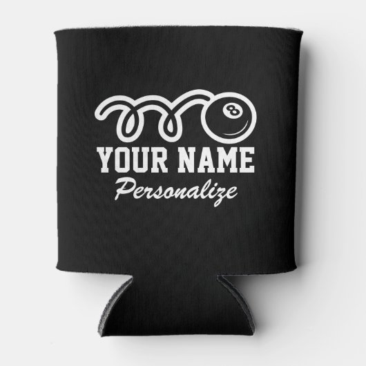 黒8球漫画プリント名前をカスタムする 缶クーラー (正面)